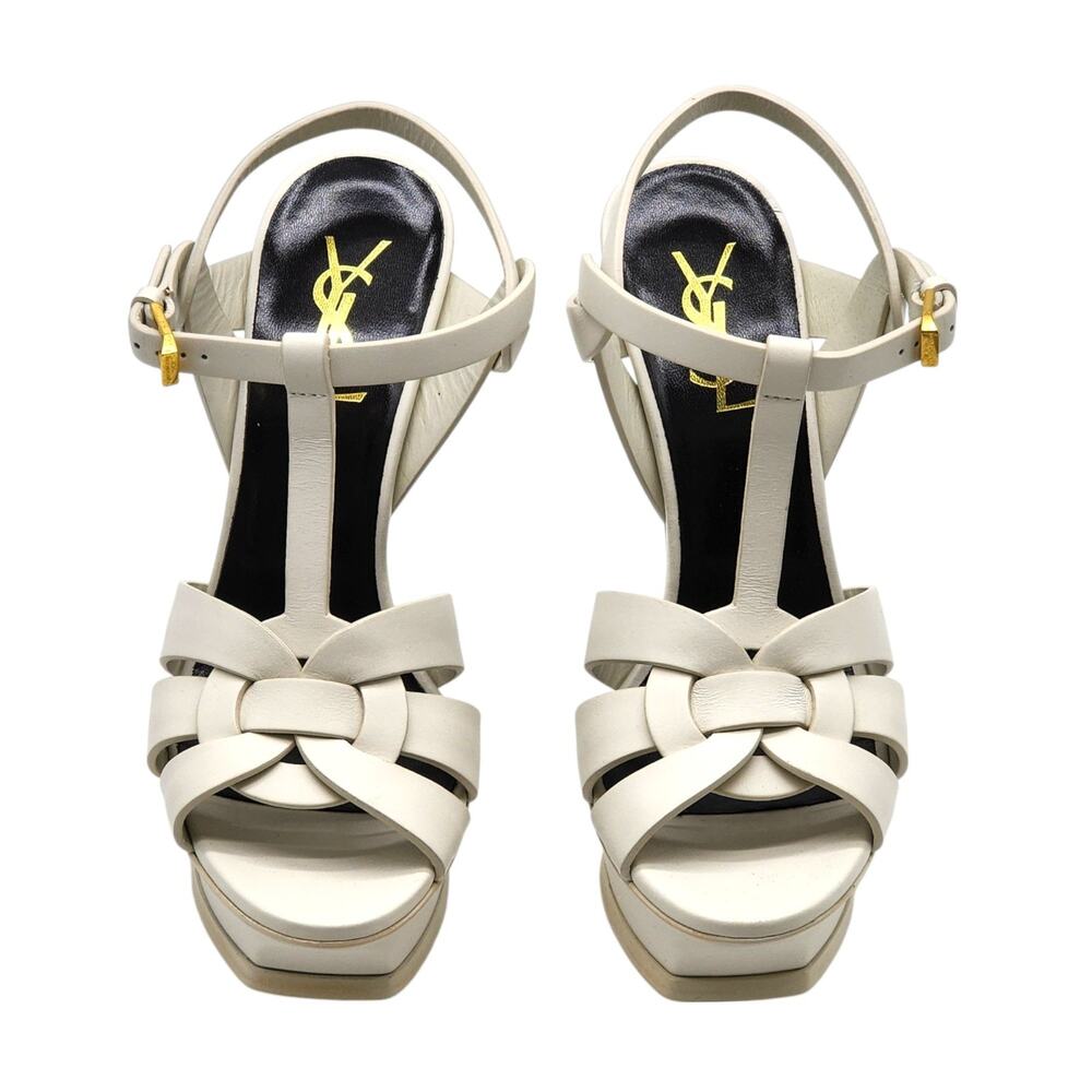 Saint Laurent Tribute Platform Leather Sandals Pumps White – NWB $1100 - Picture 3 of 16